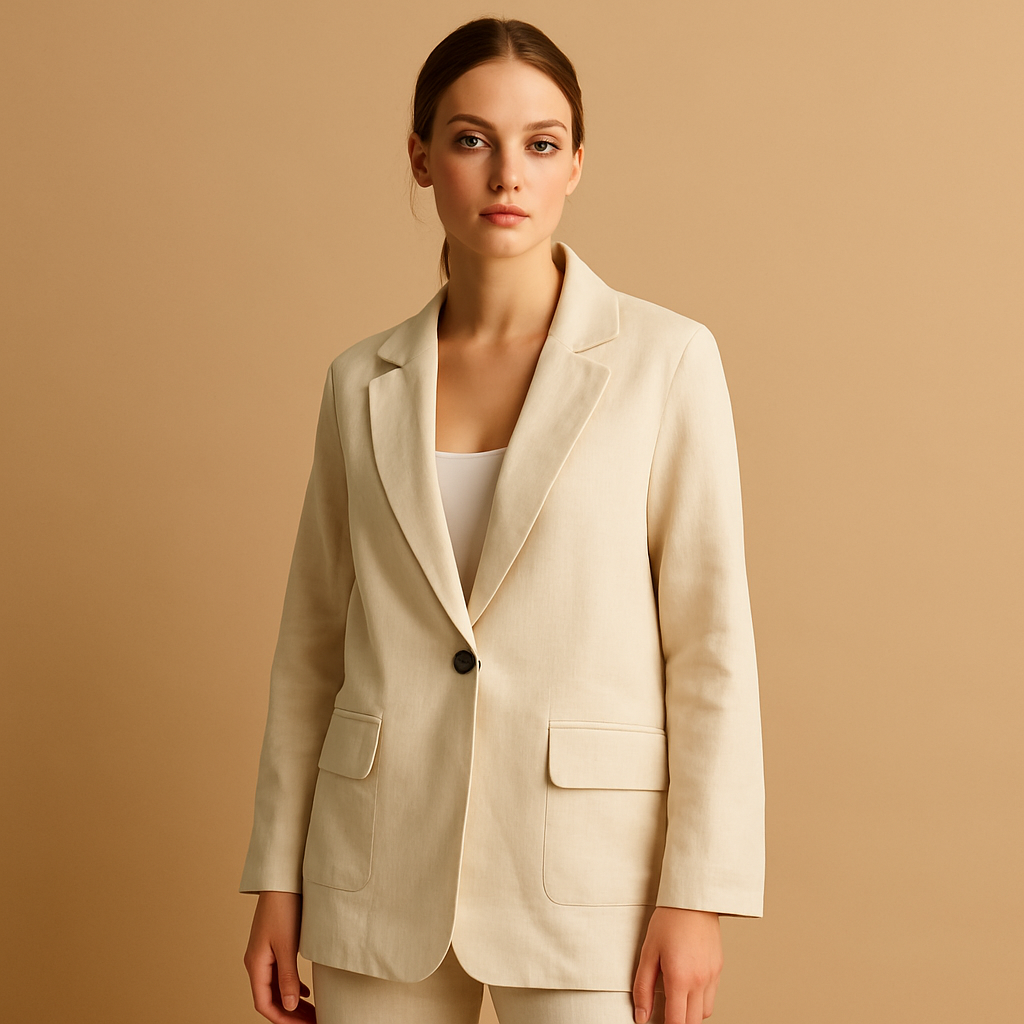 Women’s casual blazer with long sleeves and tailored fit, lightweight and ideal for everyday wear in any season.