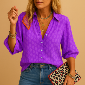 Casual elegant blouse for women with flattering feminine fit, ideal for spring and summer looks, brunches, and holiday outfits.