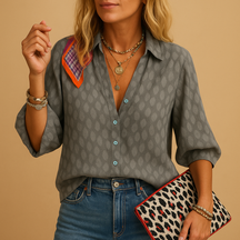 Casual elegant blouse for women with flattering feminine fit, ideal for spring and summer looks, brunches, and holiday outfits.