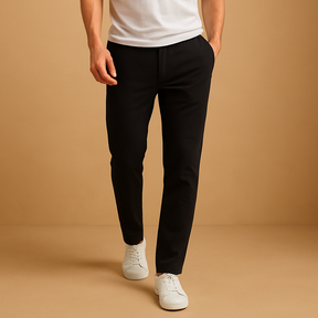 Casual men’s pants with elastic waistband and lightweight fabric, perfect for lounging, daily wear, or relaxed outings.