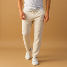 Casual men’s pants with elastic waistband and lightweight fabric, perfect for lounging, daily wear, or relaxed outings.