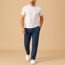 Casual men’s pants with elastic waistband and lightweight fabric, perfect for lounging, daily wear, or relaxed outings.