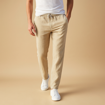 Casual men’s pants with elastic waistband and lightweight fabric, perfect for lounging, daily wear, or relaxed outings.