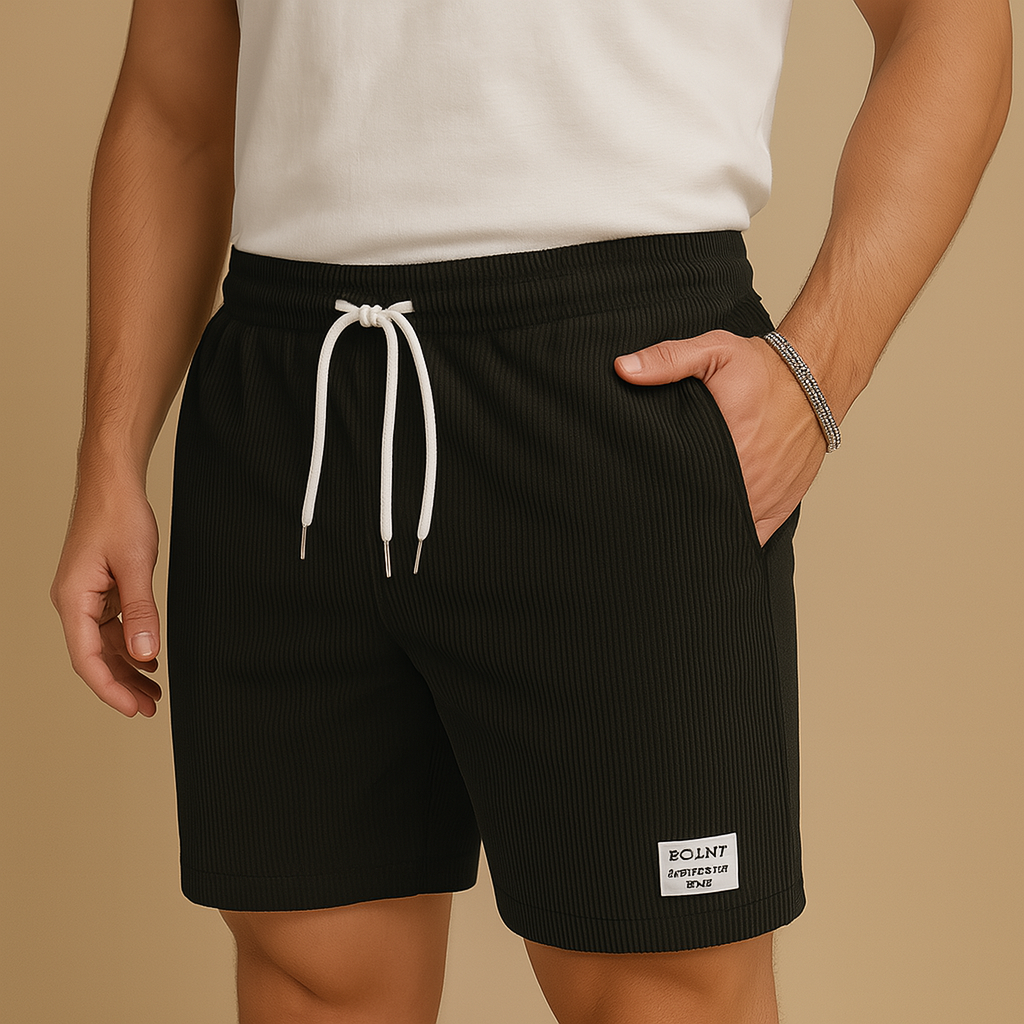 Men’s casual summer shorts with breathable fabric, elastic waistband, and adjustable drawstring, ideal for beach, lounging, or casual wear.