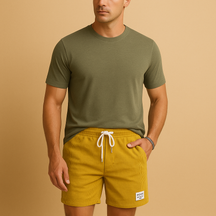 Men’s casual summer shorts with breathable fabric, elastic waistband, and adjustable drawstring, ideal for beach, lounging, or casual wear.