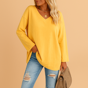 Casual summer top for women with short sleeves and round neckline, available in soft breathable fabric and various bright colors.