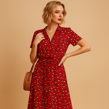 Elegant midi dress for women with short sleeves and flattering fit, perfect for formal events, office days, or stylish casual outings.