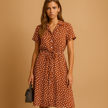 Elegant midi dress for women with short sleeves and flattering fit, perfect for formal events, office days, or stylish casual outings.