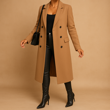 Women’s elegant winter coat with soft lining and a refined design, ideal for stylish wear during cold weather.