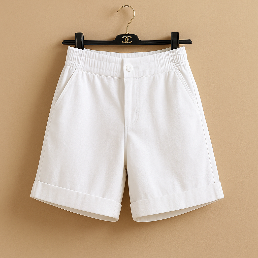 Women’s classic breathable summer shorts in airy fabric, ideal for beach outings, city walks, and warm vacation days.