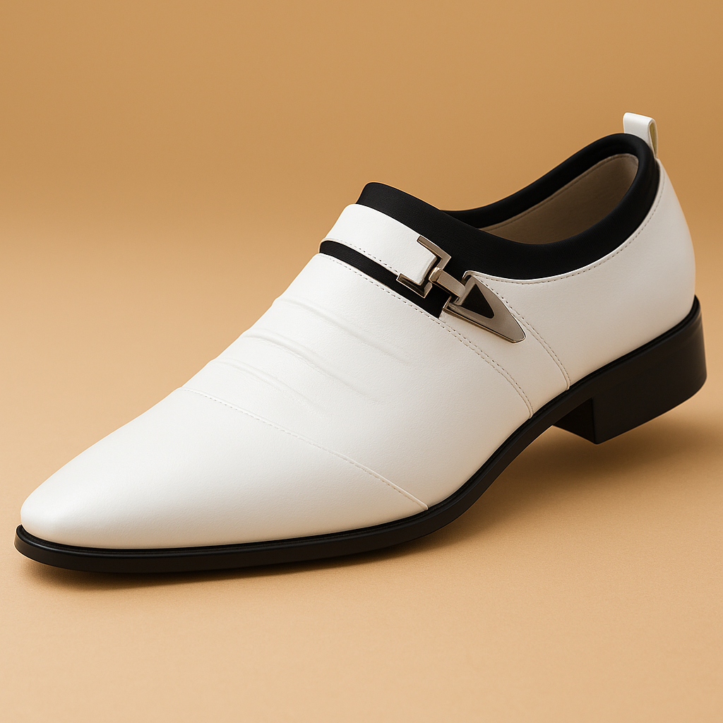 Men’s business casual dress shoes with pointed toe, cushioned insole, and durable rubber sole, perfect for office wear and formal occasions.