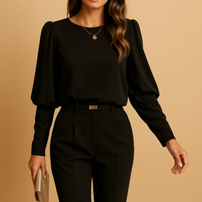 Classic long sleeve blouse for women in lightweight fabric with elegant fit, perfect for autumn workwear or evening occasions.
