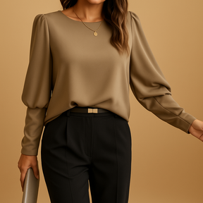 Classic long sleeve blouse for women in lightweight fabric with elegant fit, perfect for autumn workwear or evening occasions.