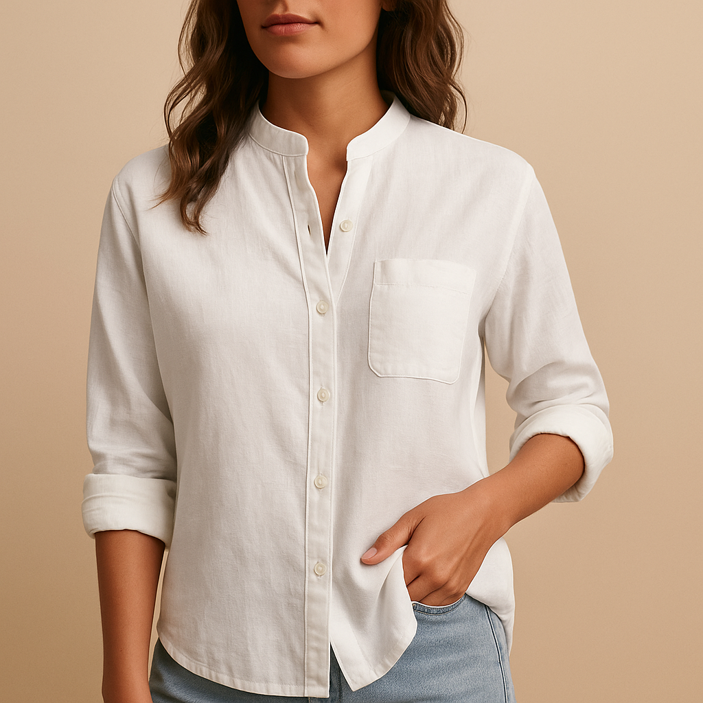 Classic long sleeve shirt for women with button-up front and tailored fit, ideal for both casual and formal looks across all seasons.