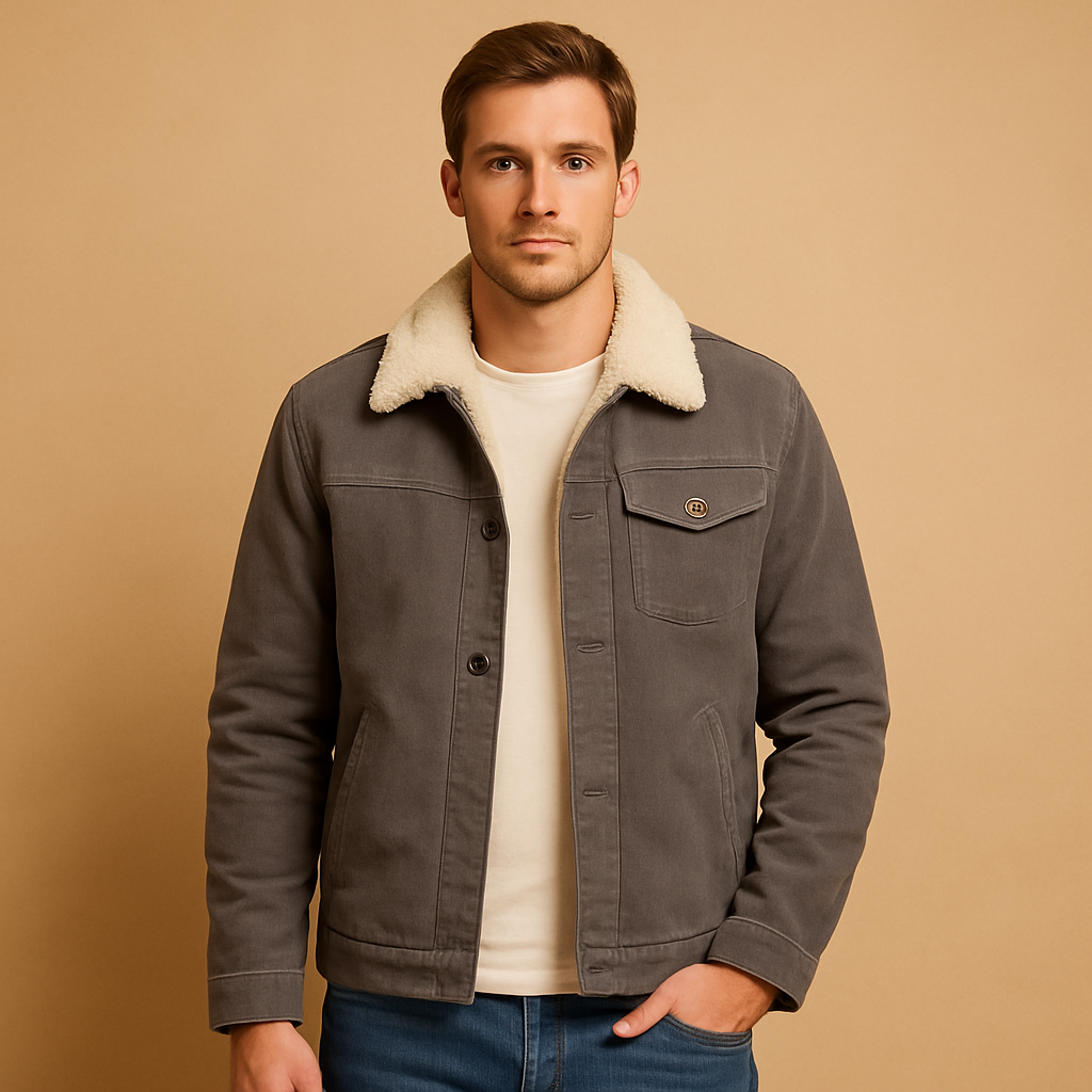 Men’s classic winter coat with button design and down filling, perfect for casual and business wear during cold days.
