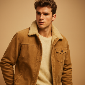 Men’s classic winter coat with button design and down filling, perfect for casual and business wear during cold days.