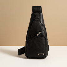 Men’s classy leather anti-theft crossbody bag with USB charging port, sleek design, and multiple compartments for travel and city use