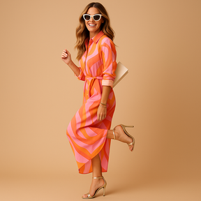 Colorful summer dress for women with breathable fabric and flowy fit, ideal for beach days, garden parties, and sunny casual outings.