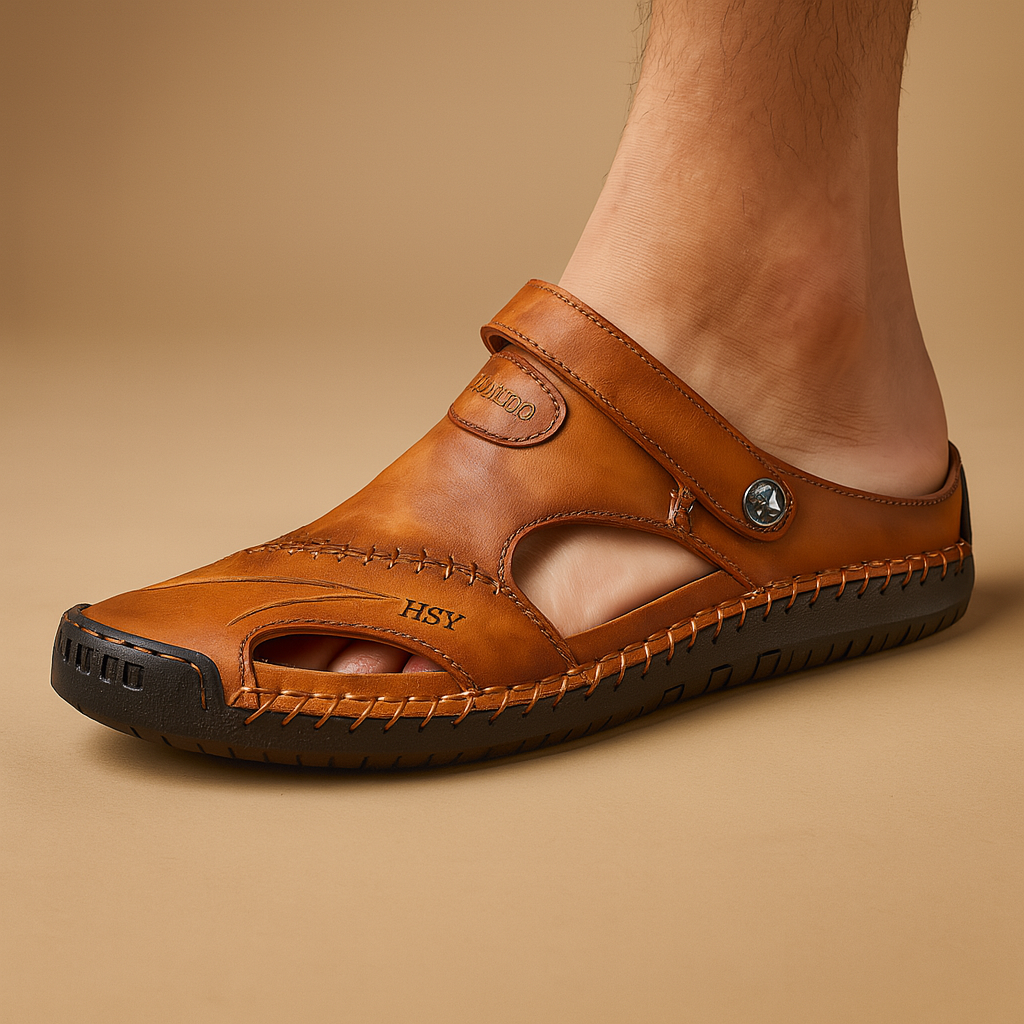 Men’s walking sandals with double strap, breathable open design, and lightweight comfort, perfect for summer walks, travel, and outdoor use.