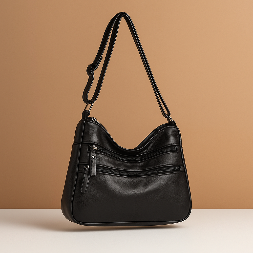 Compact anti-theft crossbody bag for women with secure zip closures, adjustable strap, and water-resistant design for everyday use.