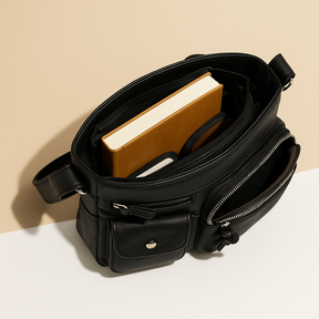 Women’s convertible anti-theft leather shoulder bag with hidden compartments, lightweight design, and modern style for daily use