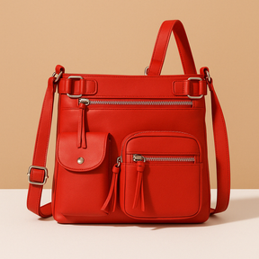 Women’s convertible anti-theft leather shoulder bag with hidden compartments, lightweight design, and modern style for daily use