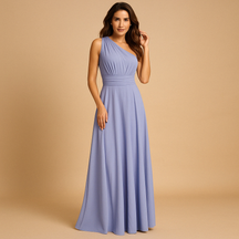 Convertible wrap dress for women with extra-long straps and pleated waist, wearable in 20+ styles—perfect for weddings, parties, and formal occasions.