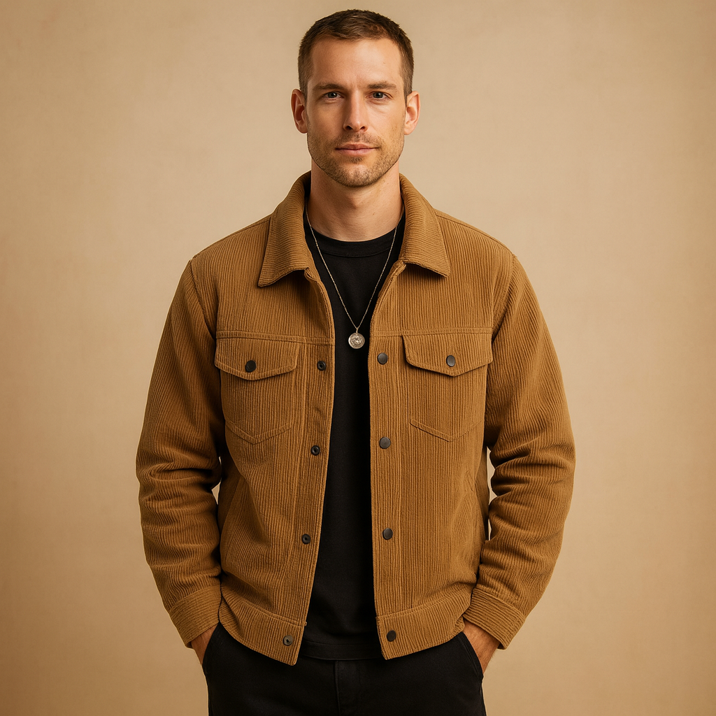 Men’s corduroy jacket with a timeless design and relaxed fit, ideal for daily wear, leisure, or casual occasions across seasons.