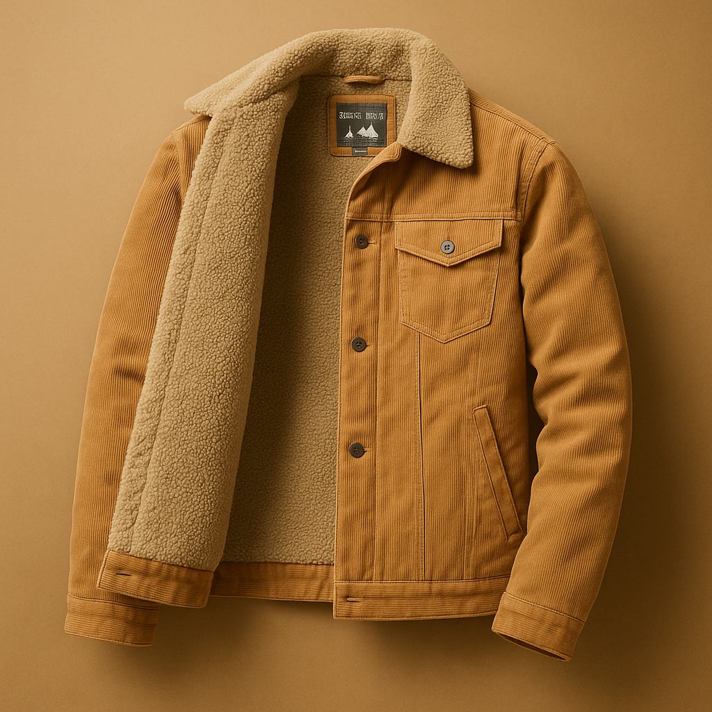Men’s corduroy jacket with slim modern fit in khaki, coffee, green, or grey—ideal for stylish layering in casual and formal settings