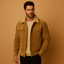 Men’s corduroy jacket with slim modern fit in khaki, coffee, green, or grey, ideal for stylish layering in casual and formal settings