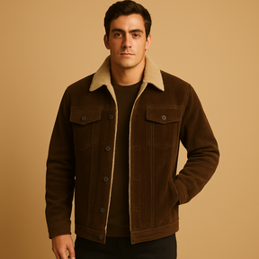Men’s corduroy jacket with slim modern fit in khaki, coffee, green, or grey, ideal for stylish layering in casual and formal settings