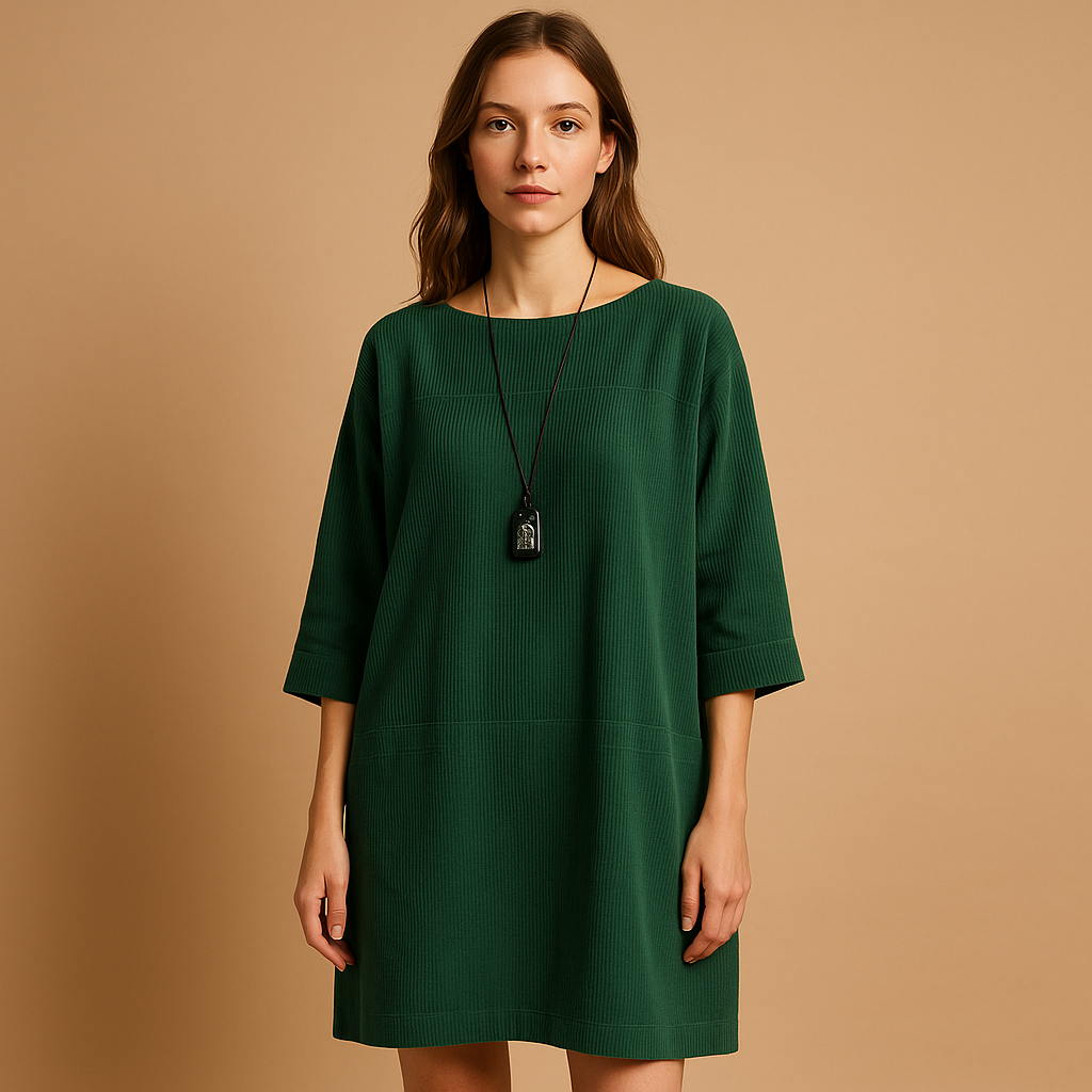 Corduroy summer dress for women with short sleeves and knee-length fit, available in various colors for stylish summer days.