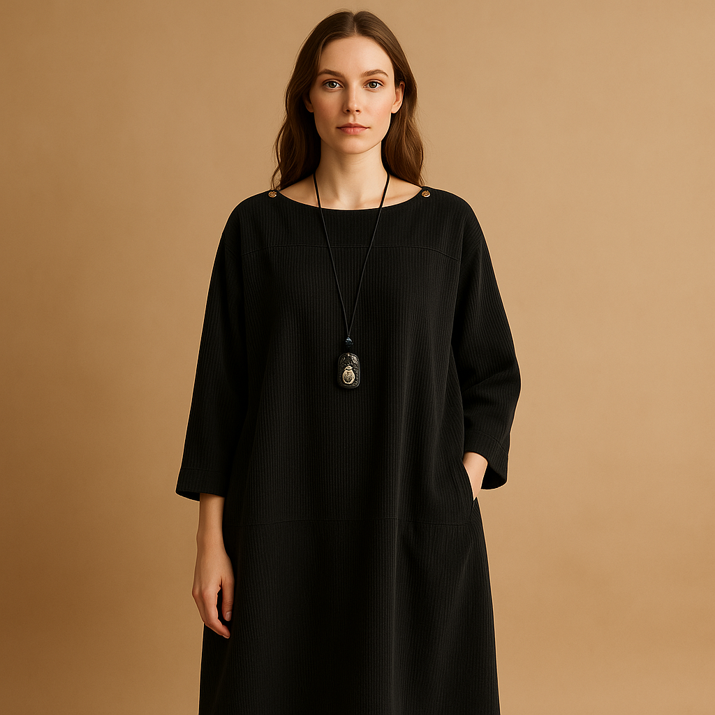 Corduroy summer dress for women with short sleeves and knee-length fit, available in various colors for stylish summer days.