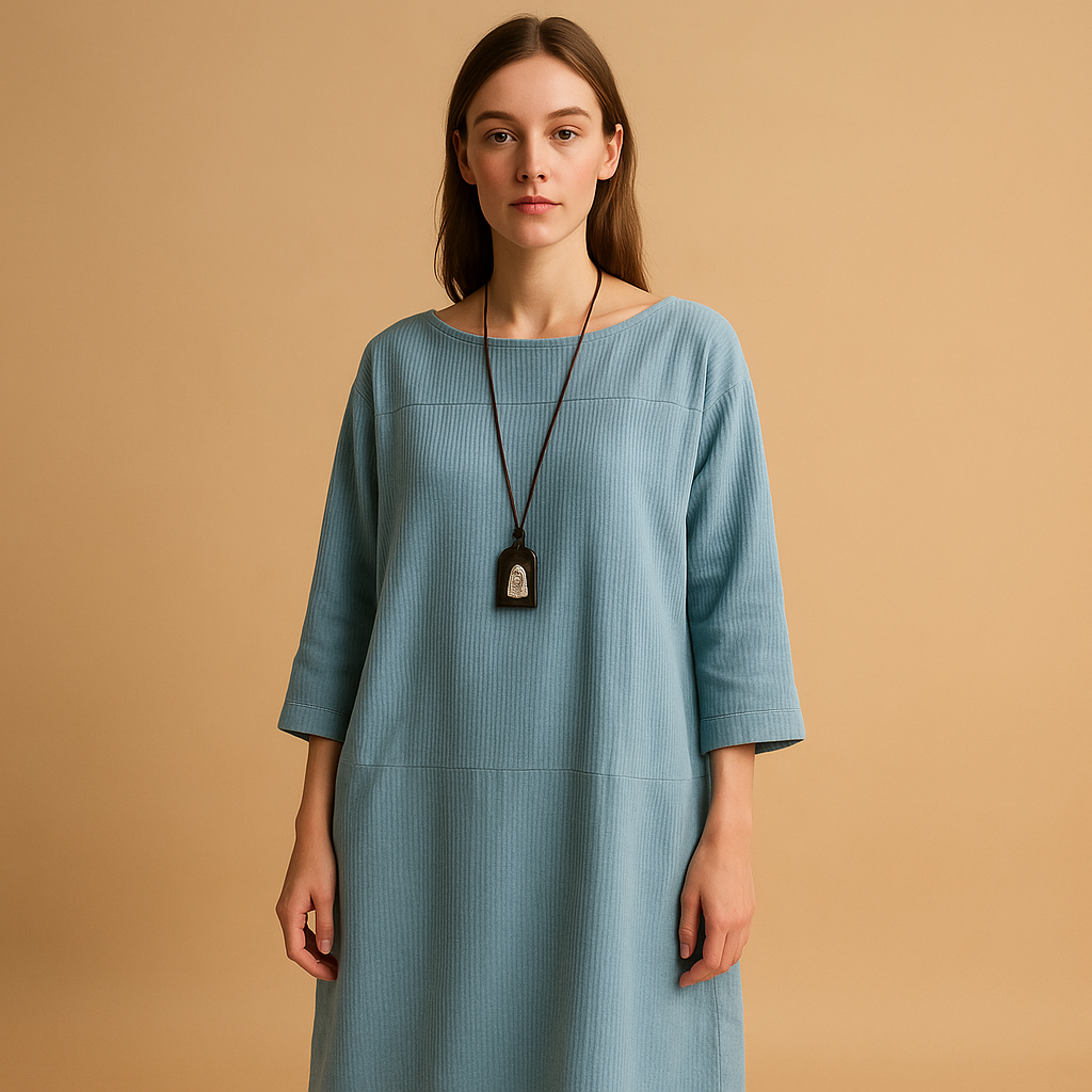 Corduroy summer dress for women with short sleeves and knee-length fit, available in various colors for stylish summer days.