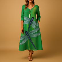 Women’s cotton A-line midi dress with minimalist design and flattering fit, ideal for office wear, casual looks, or formal occasions.