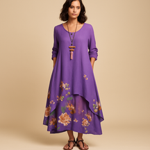 Women’s cotton A-line midi dress with minimalist design and flattering fit, ideal for office wear, casual looks, or formal occasions.