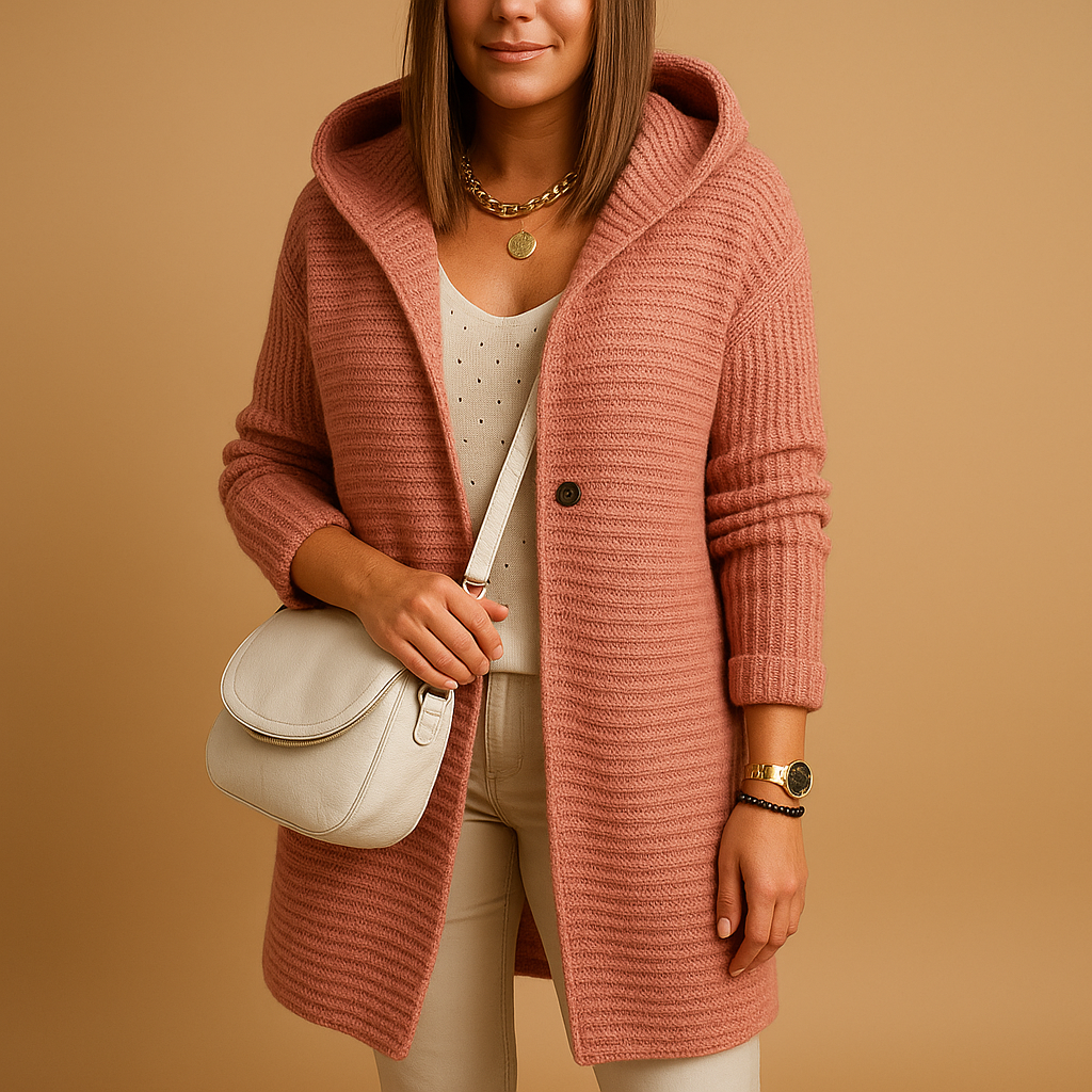 Soft knit open-front cardigan for women, perfect for autumn layering and everyday wear, combining comfort with effortless style.