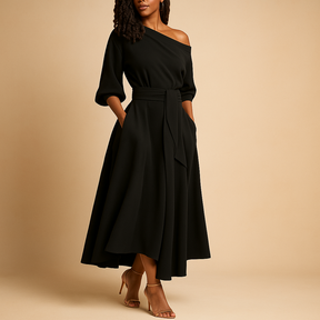 Elegant belted midi dress for women with flattering fit and soft fabric, ideal for weddings, parties, and casual chic moments.