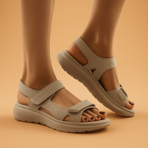 Elegant cushioned sandals for women with soft sole and extra padding, available in black, taupe, and pink, perfect for casual and formal wear.