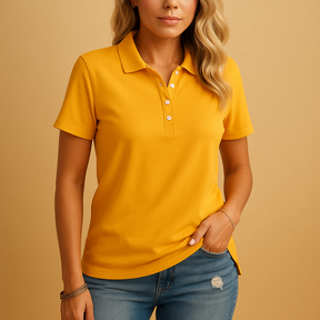 Elegant fitted polo shirt for women in refined colours, with a modern twist on a classic design, perfect for everyday or professional use.