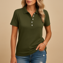 Elegant fitted polo shirt for women in refined colours, with a modern twist on a classic design, perfect for everyday or professional use.