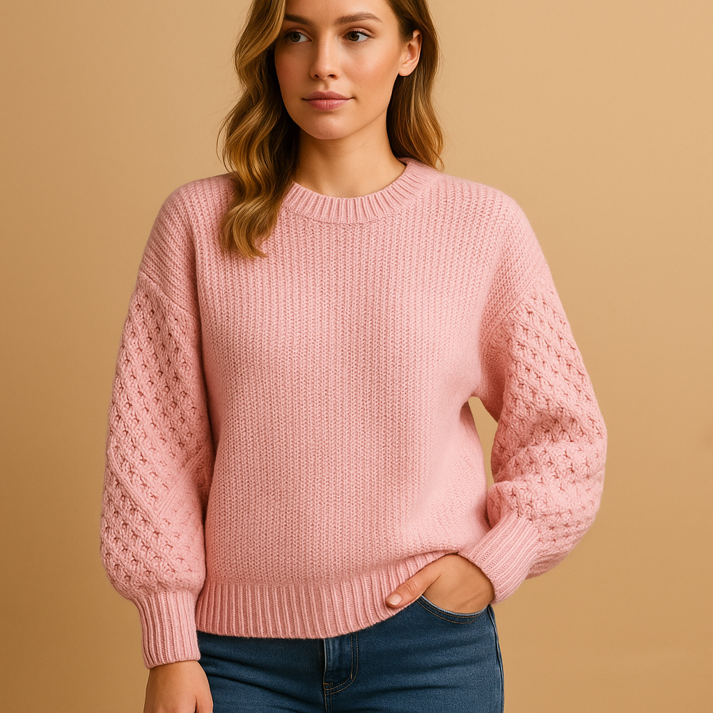 Women’s elegant knit sweater with long sleeves, ideal for stylish warmth during cold days or casual evenings.