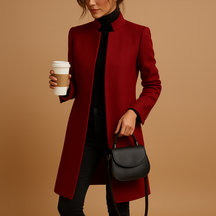 Elegant long-sleeve spring coat for women with practical pockets and tailored fit, ideal for business meetings or stylish daily wear