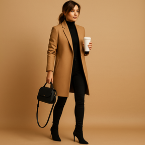 Elegant long-sleeve spring coat for women with practical pockets and tailored fit, ideal for business meetings or stylish daily wear