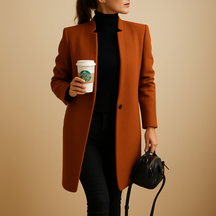 Elegant long-sleeve spring coat for women with practical pockets and tailored fit, ideal for business meetings or stylish daily wear