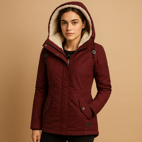 Women’s elegant long winter coat with a timeless design and warm full-length fit, ideal for cold and formal days.