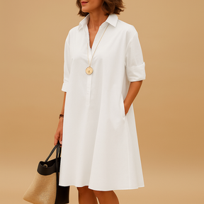 Elegant spring midi dress for women with lightweight fabric and flattering fit, perfect for casual outings, office wear, and spring parties.