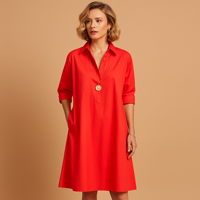 Elegant spring midi dress for women with lightweight fabric and flattering fit, perfect for casual outings, office wear, and spring parties.
