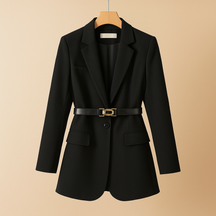 Elegant women’s tailored blazer in black, beige, or navy, ideal for office wear or stylish evening occasions.