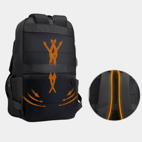 Men’s anti-theft travel backpack with USB port, water-resistant nylon fabric, and hidden security pockets for commuting and travel